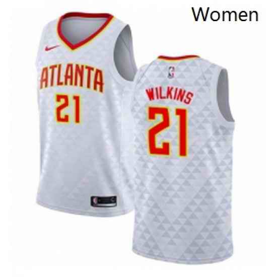 Womens Nike Atlanta Hawks 21 Dominique Wilkins Authentic White NBA Jersey Association Edition